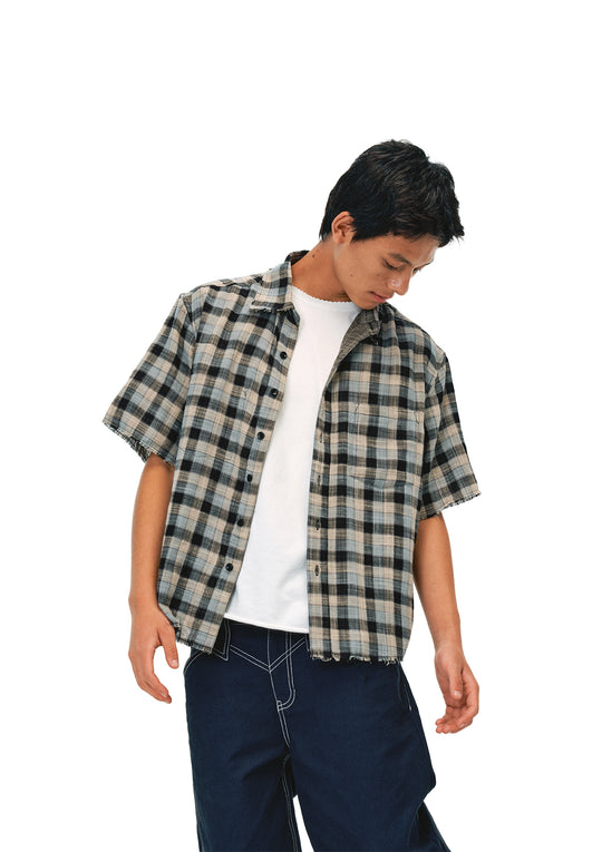 EVILKNIGHT(EK) Striped Plaid Reversible Short Sleeve Shirt | Face 3 Face