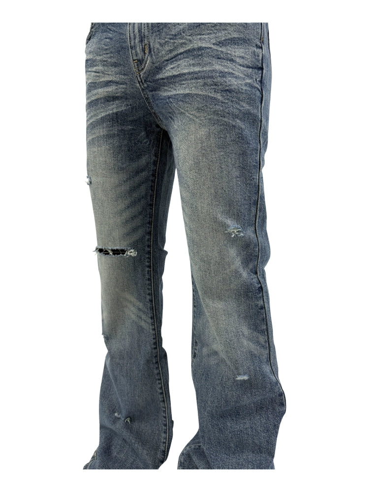 KARMANISTIC Washed Distressed Flared Jeans | Face 3 Face