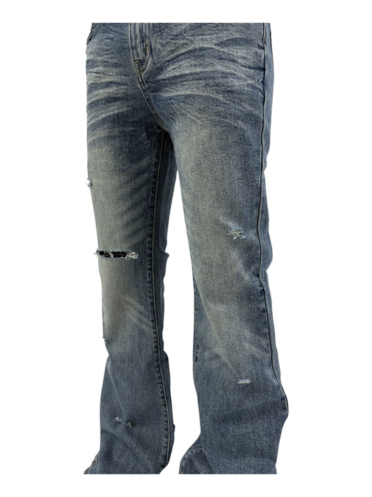KARMANISTIC Washed Distressed Flared Jeans | Face 3 Face