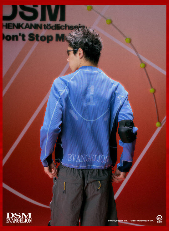 DSM x EVA Contrast Stitch Half Zip Waffle Long Sleeve Tee | Face 3 Face