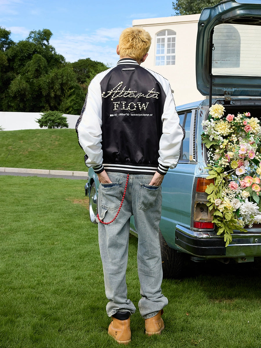 Harsh and Cruel Vintage Pearl Embroidered Baseball Jacket | Face 3 Face