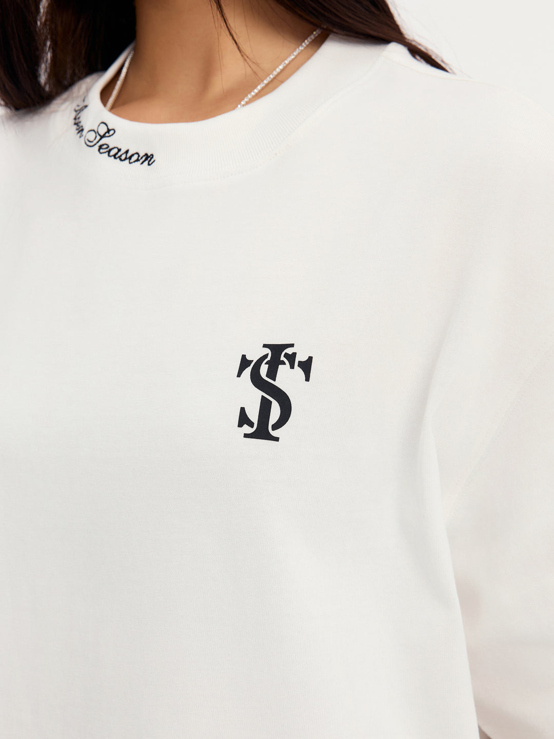 Small Town Kid Neckline Letter Embroidered Basic Tee | Face 3 Face