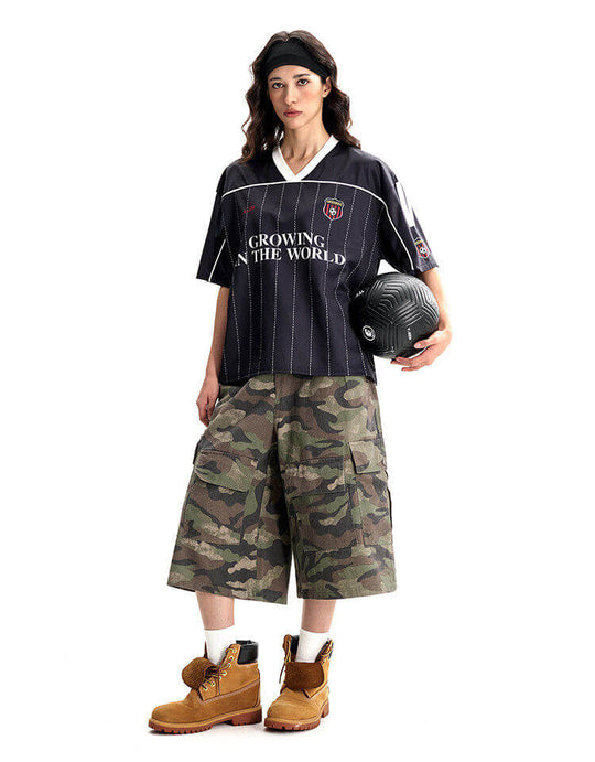 F3F Select Stitch Stripe Mesh V Neck Short Sleeve Soccer Jersey | Face 3 Face