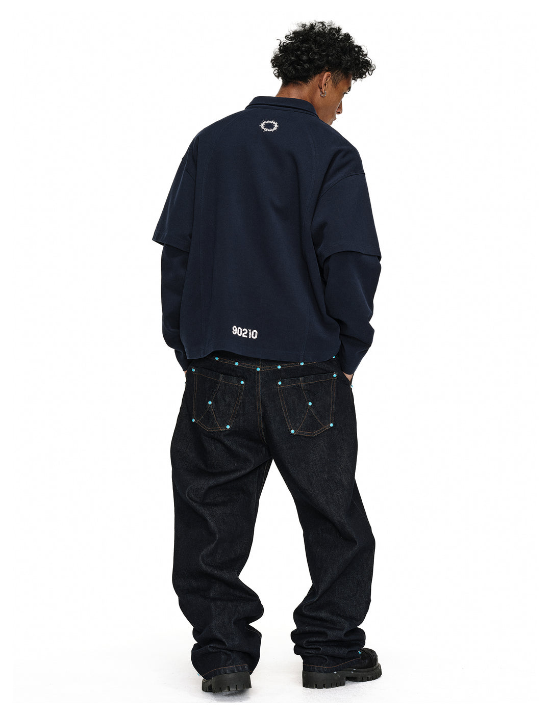 ANTIDOTE Logo & Badge Printed Layered Long Sleeve Polo | Face 3 Face