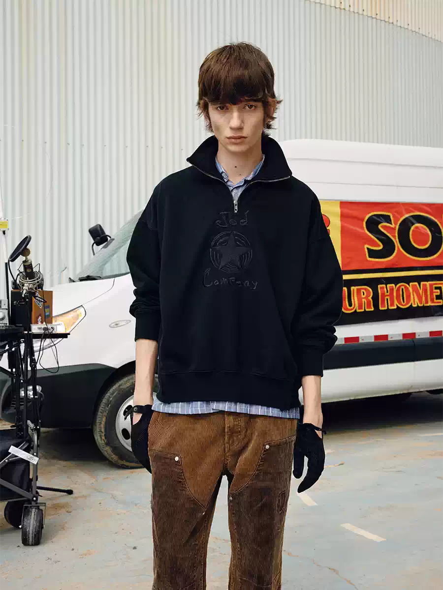 SOD Co. Star Embroidered Half Zip Sweatshirt | Face 3 Face