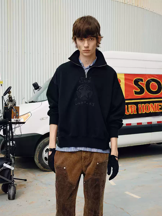 SOD Co. Star Embroidered Half Zip Sweatshirt | Face 3 Face