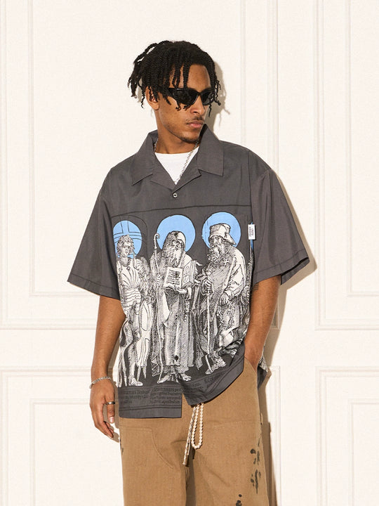 EMPTY REFERENCE Genesis Hand Painted Lines Short Sleeve Shirt