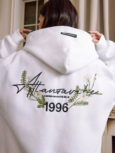 Harsh and Cruel Floral Wreath Embroidered Botanical Hoodie | Face 3 Face