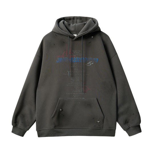 JHYQ Star Rivets and Letter Print Hoodie | Face 3 Face