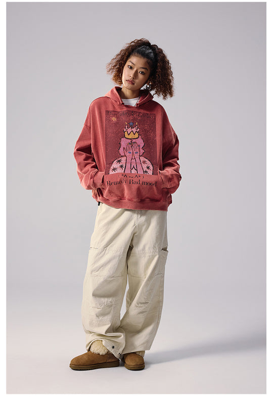 Remedy Washed Distressed Print Hoodie | Face 3 Face