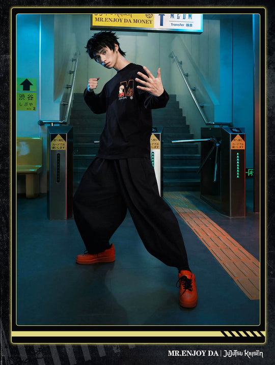 MEDM × Jujutsu Kaisen Big M Logo Character Print Embroidered Long Sleeve Tee | Face 3 Face