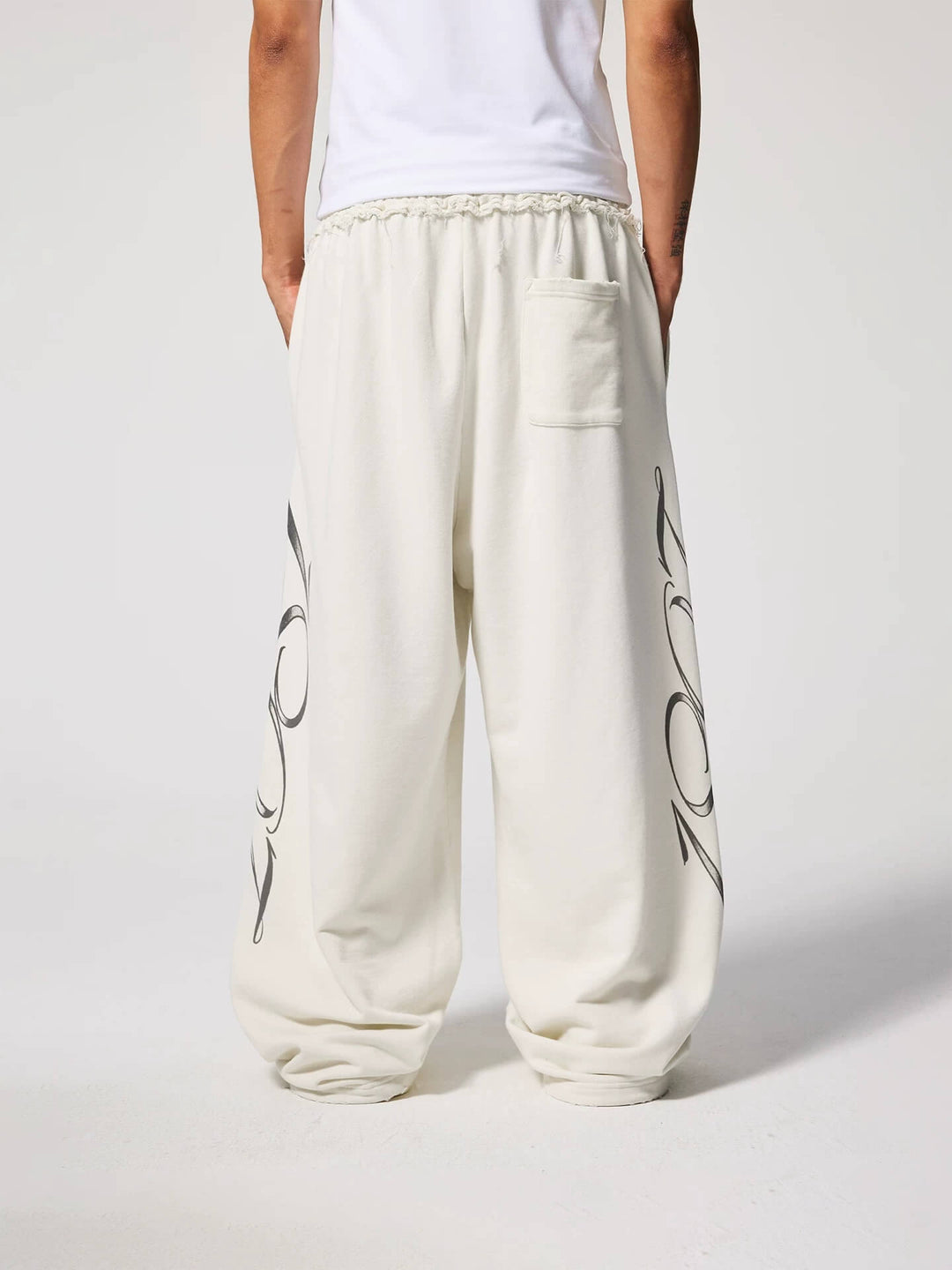 1807 Tattoo Print Distressed Baggy Sweatpants | Face 3 Face
