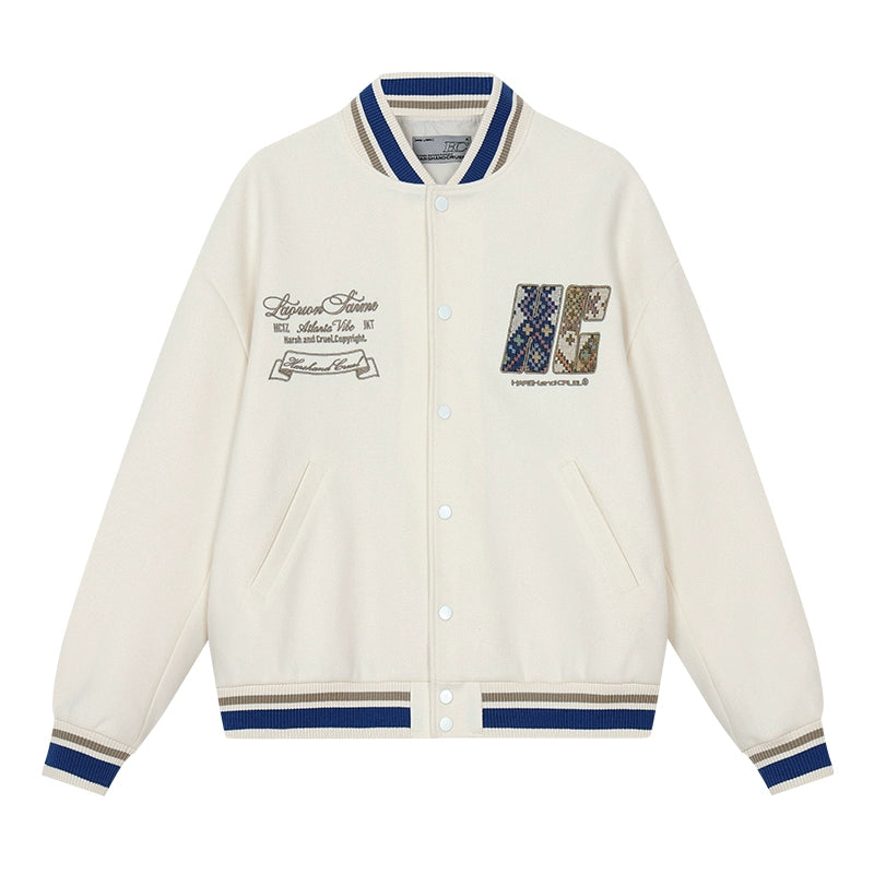 Harsh and Cruel Ethnic Pattern Patch Embroidered Varsity Jacket | Face 3 Face