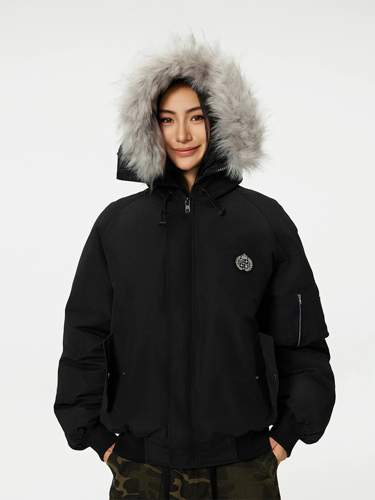 Bomber Jacket | Achock Faux Fur Hooded Bomber Jacket | Face 3 Face