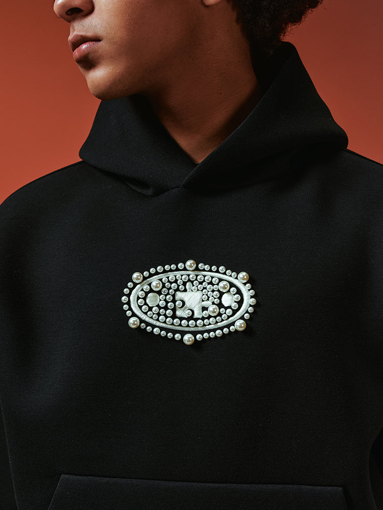 YADcrew Pearl and Embroidered Logo Puzzle Hoodie | Face 3 Face
