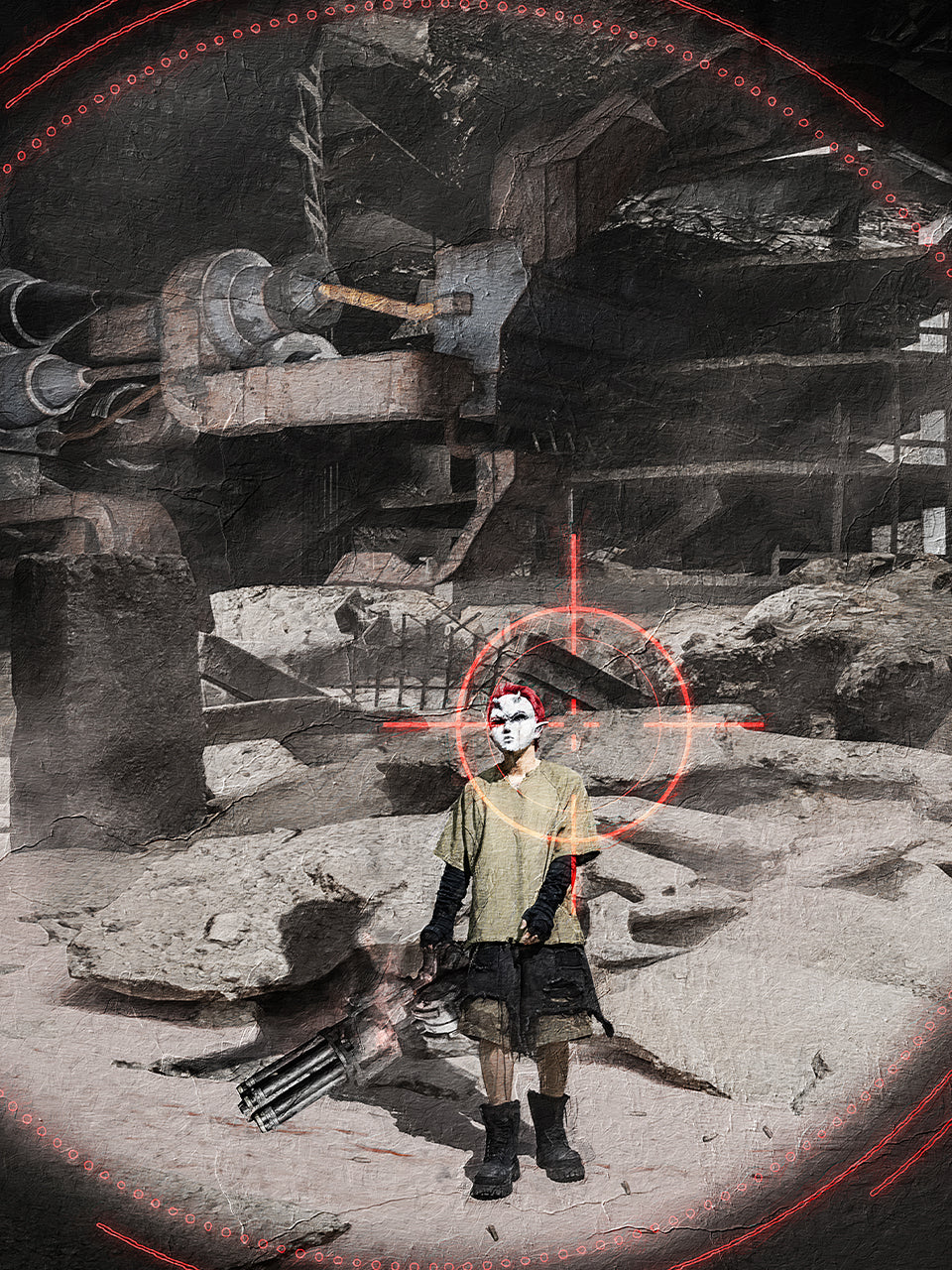 UNDERWATER Dirty Dye Deconstructed Cut-Out V-Neck Tee | Face 3 Face