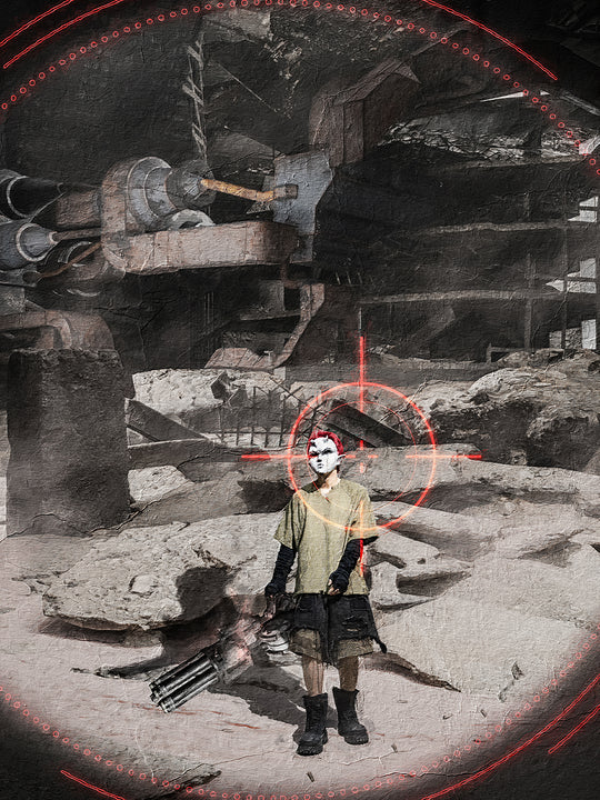 UNDERWATER Dirty Dye Deconstructed Cut-Out V-Neck Tee | Face 3 Face