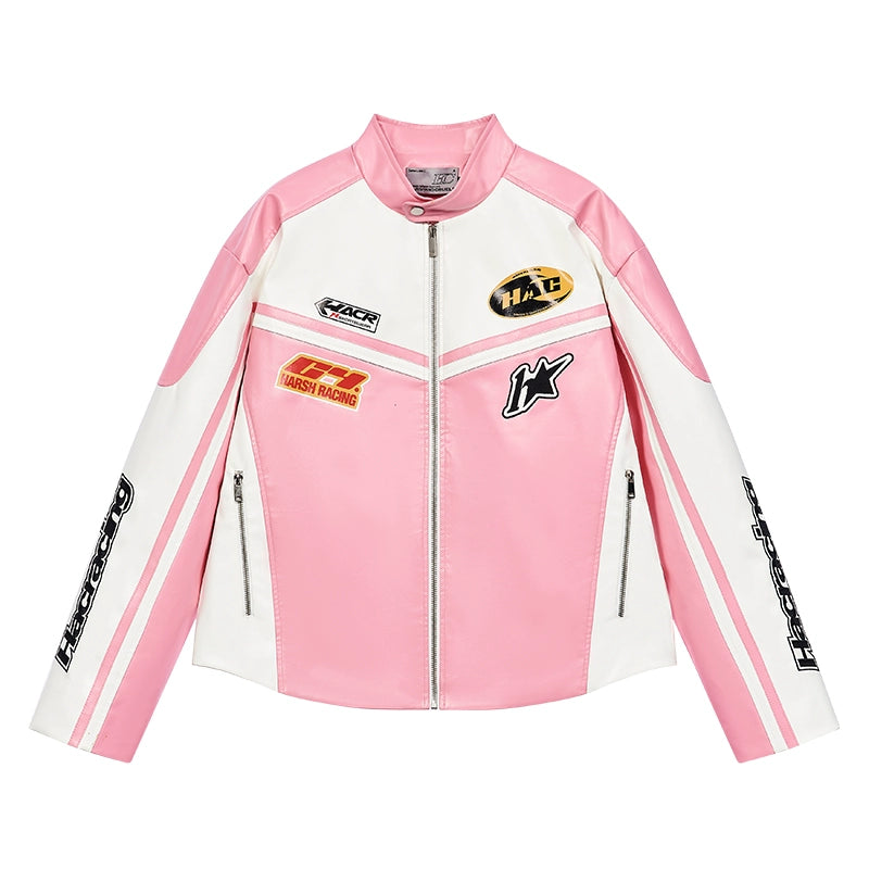 Harsh and Cruel Barbie Pink Embroidered Racing Jacket | Face 3 Face