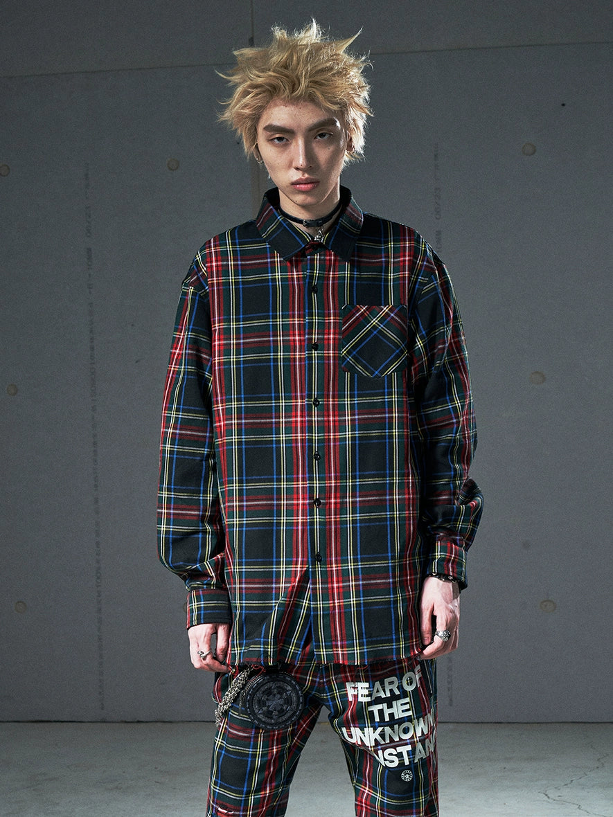 VENTUREK Tartan Check Patch Print Long Sleeve Shirt | Face 3 Face