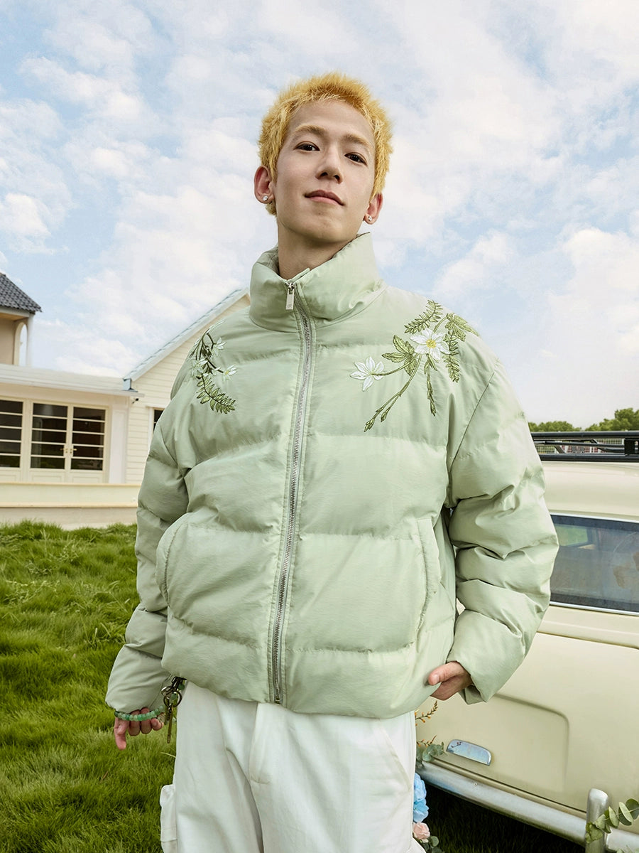 Harsh and Cruel Floral Pearl Embroidery Down Jacket | Face 3 Face