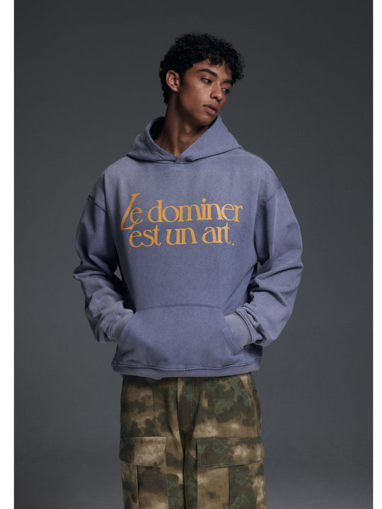 NOVACAM Washed Distressed Vintage Letters Logo Hoodie | Face 3 Face