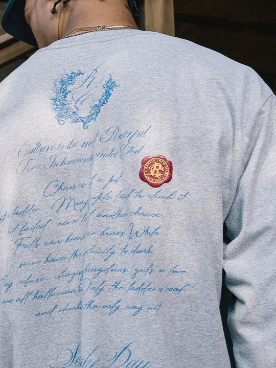 Remedy Wax Seal Handwritten Letter Print Long Sleeve Tee | Face 3 Face