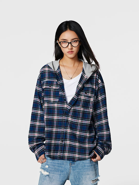 Achock Plaid Hooded Long Sleeved Shirt | Face 3 Face