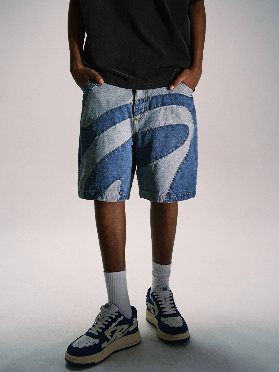 Remedy Wave Graphic Denim Shorts | Face 3 Face