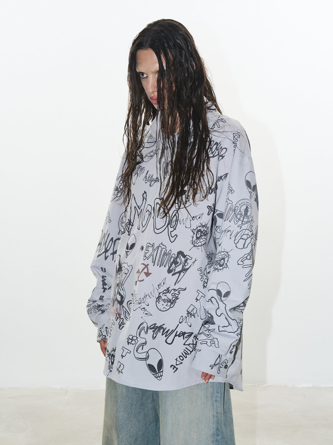 BLIND NO PLAN Graffiti Digital Print Long Sleeve Shirt | Face 3 Face