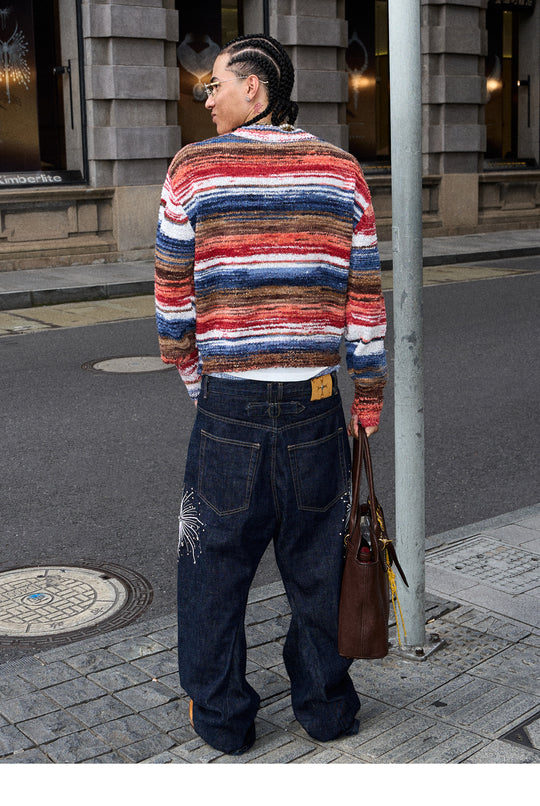 STEEPC Multicolor Gradient Heart Patch Knit Cardigan | Face 3 Face