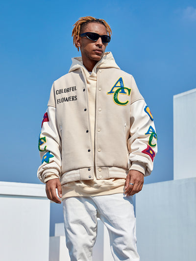 Achock Floral Embroidered Baseball Jacket