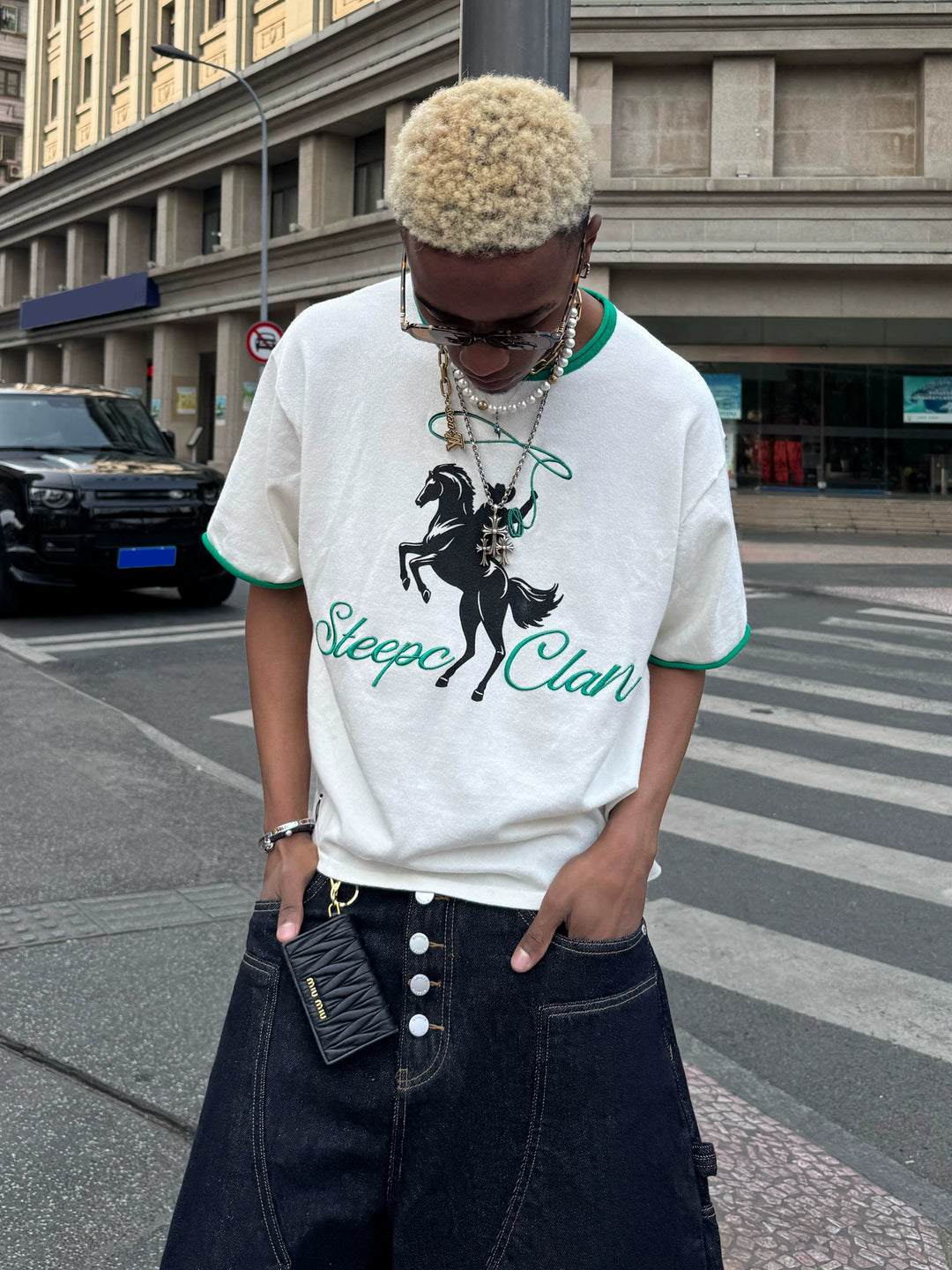 STEEPC Colorblock 3D Embroidered Knit Tee | Face 3 Face