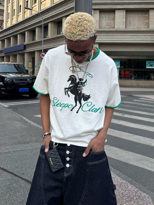 STEEPC Colorblock 3D Embroidered Knit Tee | Face 3 Face