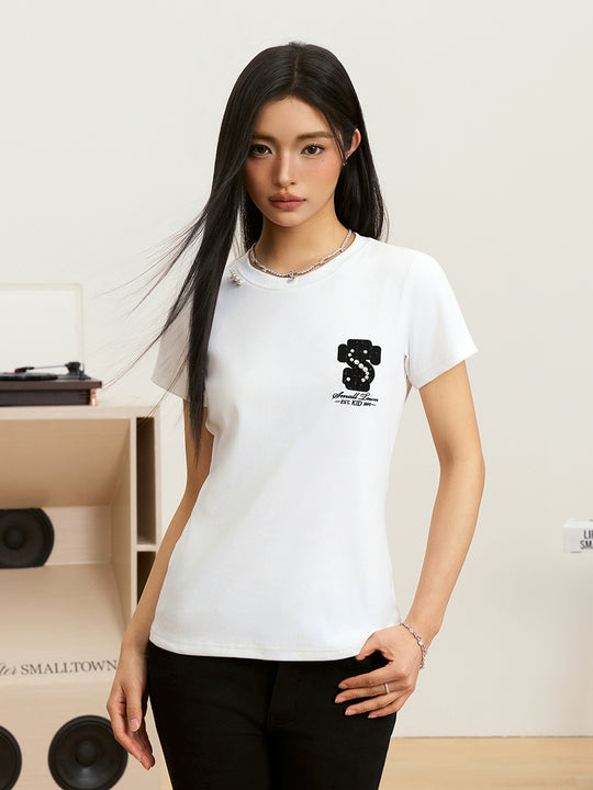 Small Town Kid Pearl Logo Patch Slim Fit Tee | Face 3 Face