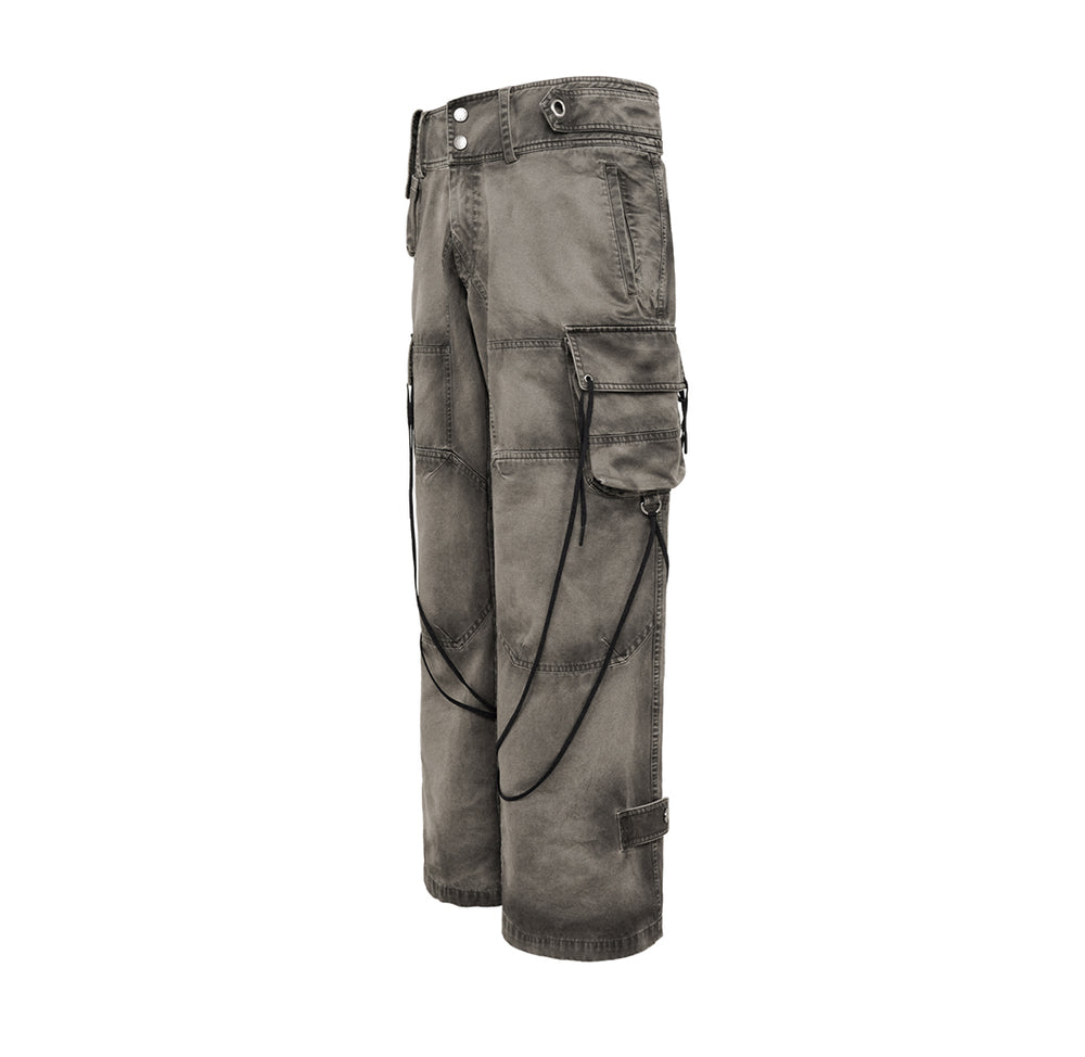 UNDERWATER Washed Multi Pocket Adjustable Cargo Work Pants