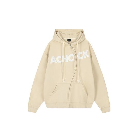 Achock National Tide S Zipper Foam Printed Hoodie
