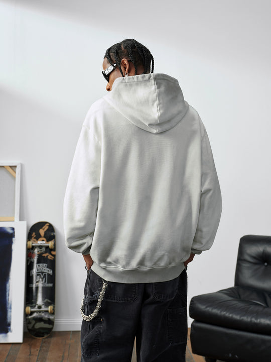 MEDM Gradient Washed Logo Print Embroidered Patch Zip-Up Hoodie | Face 3 Face