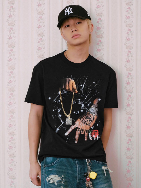 MEDM Jewelry Graphic Print Short Sleeve Tee | Face 3 Face