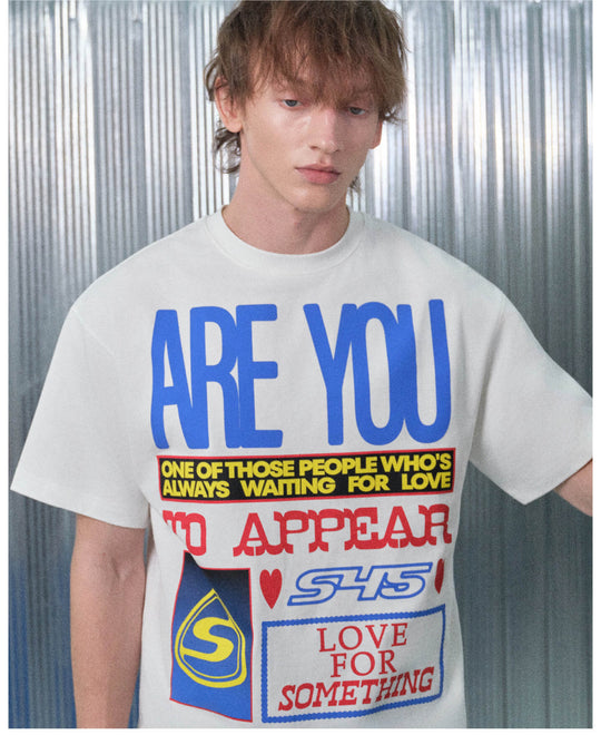 S45 Contrast Color Slogan Print Short Sleeve Tee | Face 3 Face