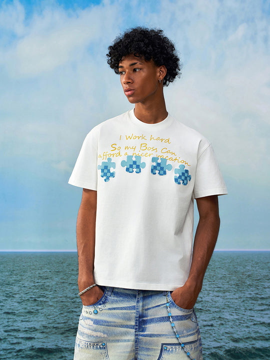 YADcrew Puzzle Checkerboard 3D Embroidered Tee | Face 3 Face