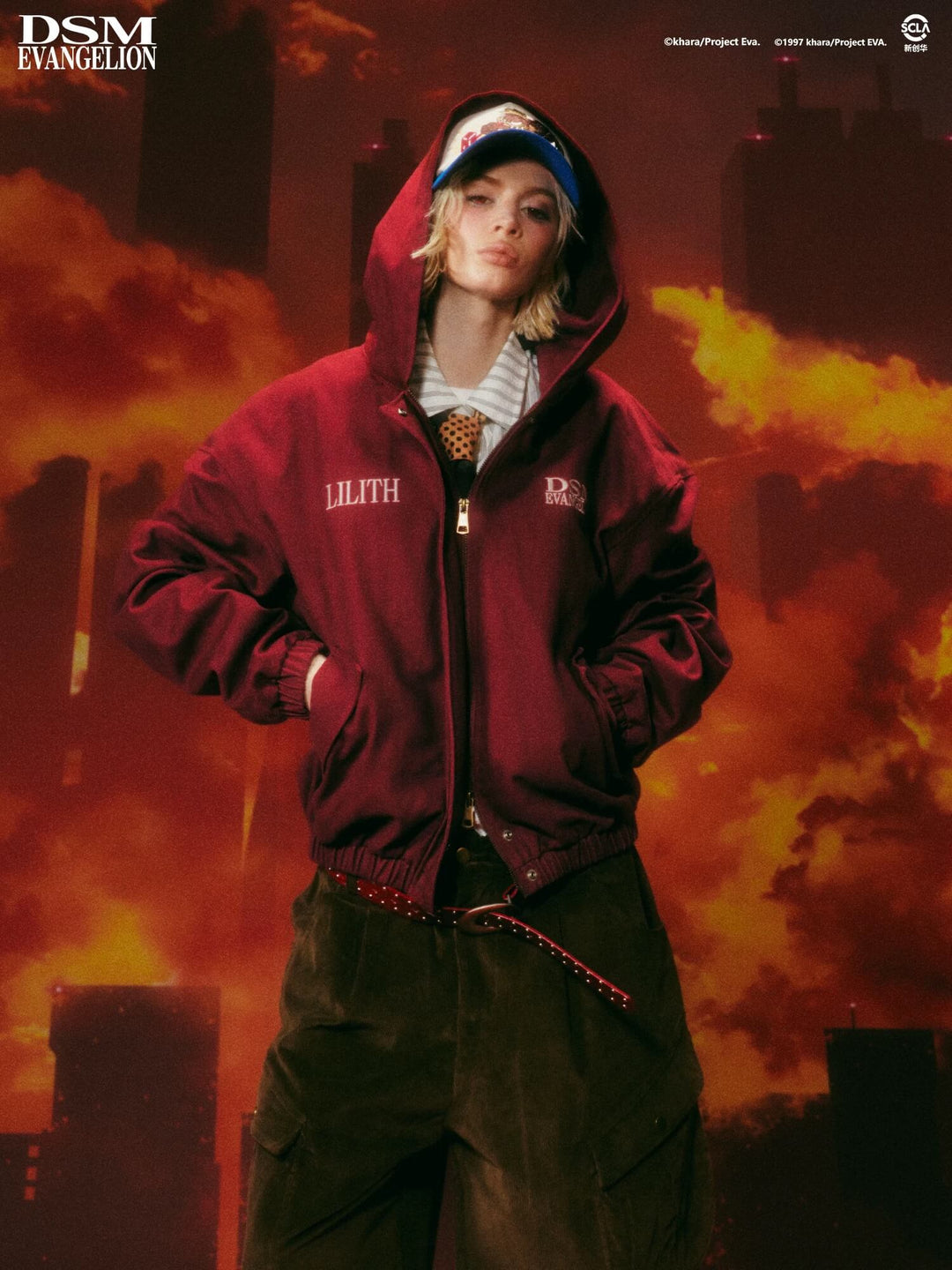 DSM x EVA Second Angel Lilith Washed Zip Up Hooded Jacket | Face 3 Face