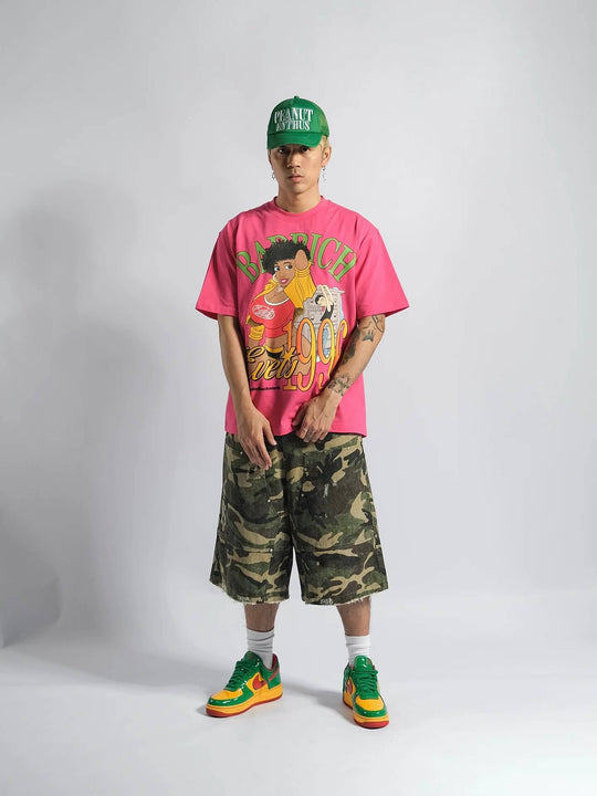 EVETS Camo Distressed Double Knee Baggy Work Shorts | Face 3 Face