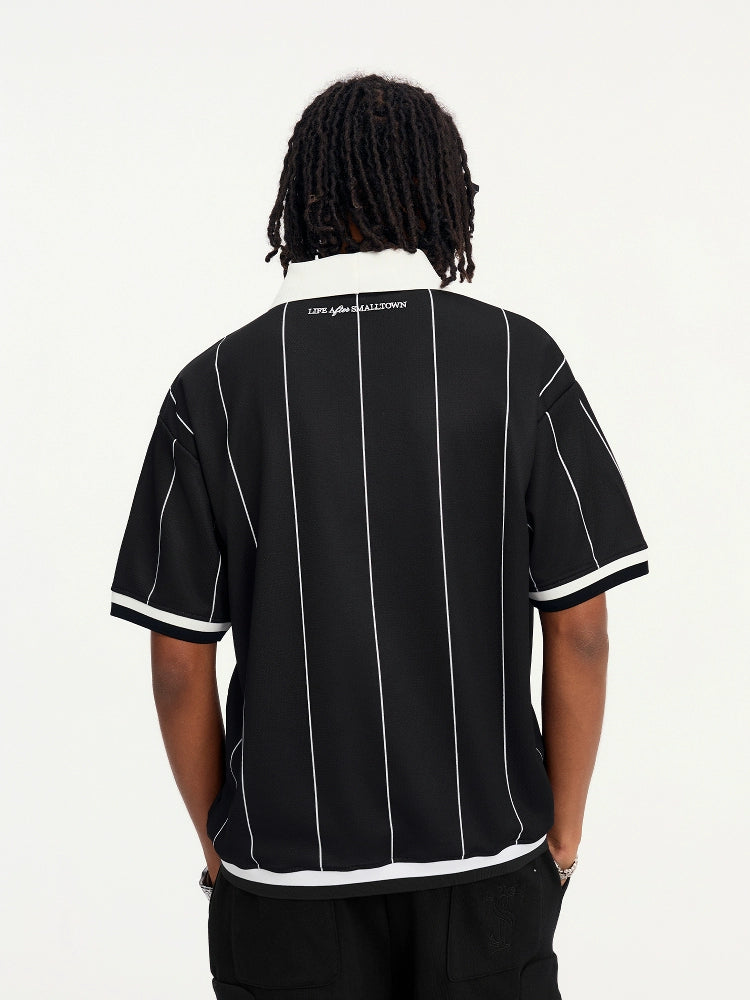 Small Town Kid Pearl Logo Striped Polo Jersey | Face 3 Face