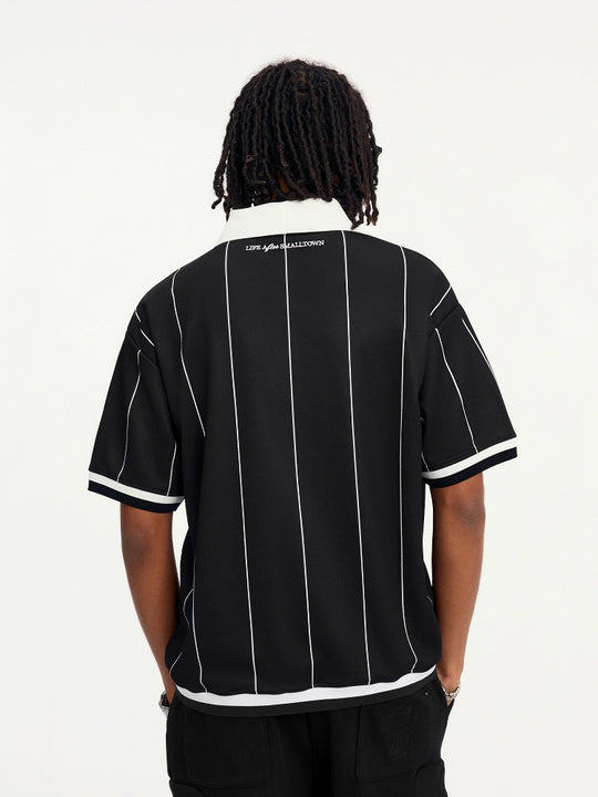 Small Town Kid Pearl Logo Striped Polo Jersey | Face 3 Face