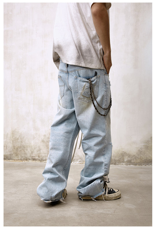 Remedy Back Pocket 3D Design Washed Hole Jeans | Face 3 Face