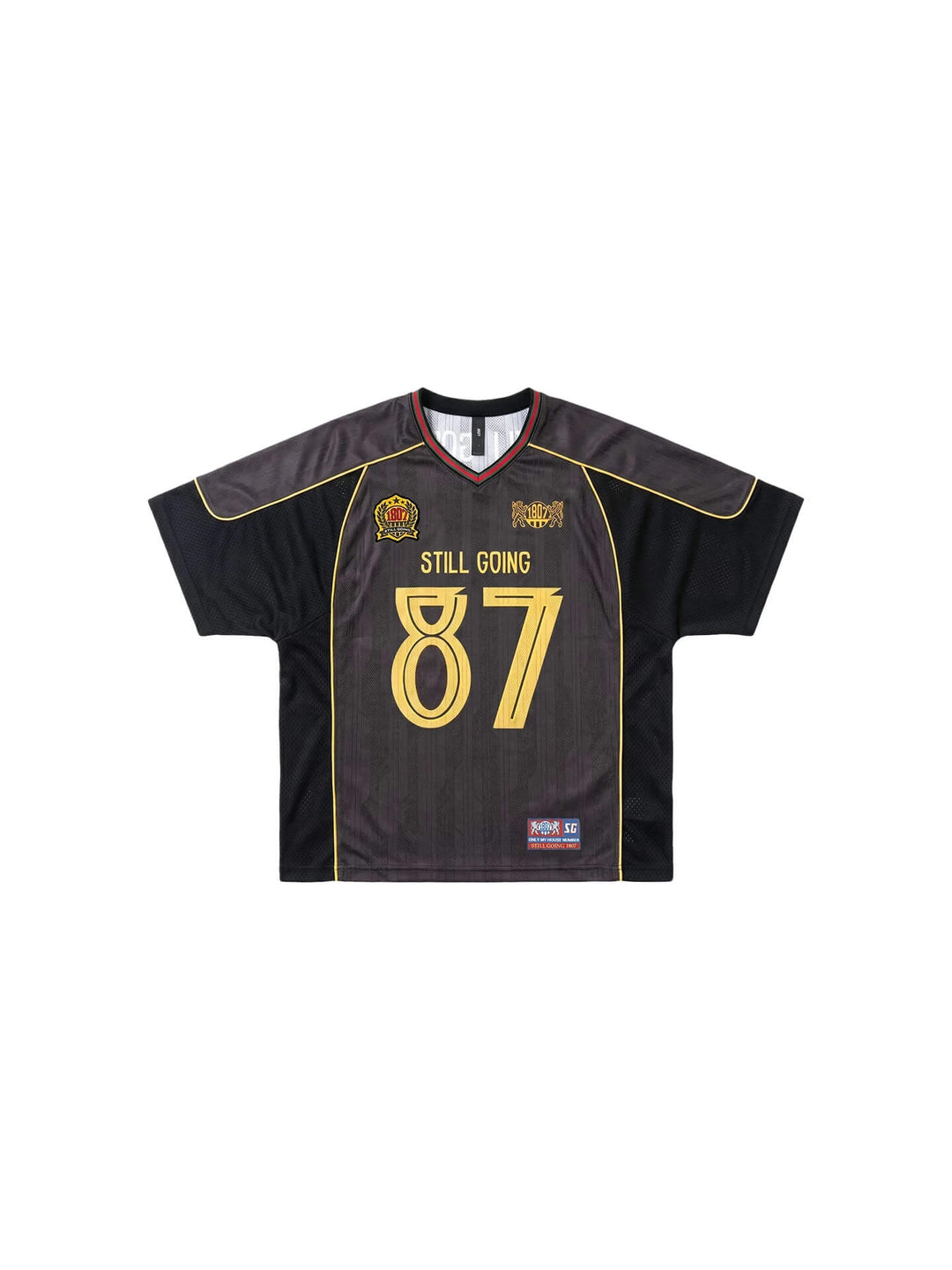 1807 Black Gray Color Block Short Sleeve Soccer Jersey