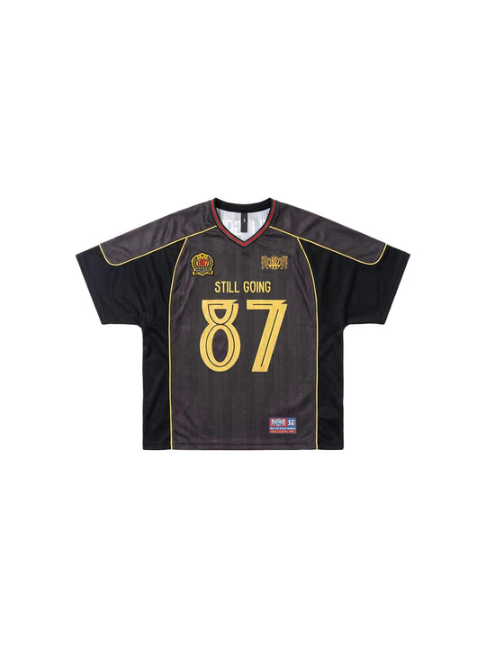 1807 Black Gray Color Block Short Sleeve Soccer Jersey