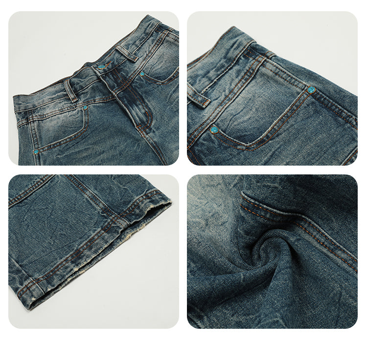 F3F Select Turquoise Studs Washed Double Knee Jeans | Face 3 Face