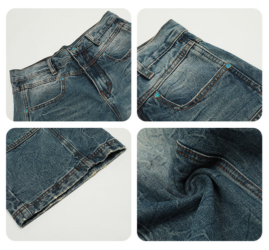 F3F Select Turquoise Studs Washed Double Knee Jeans | Face 3 Face