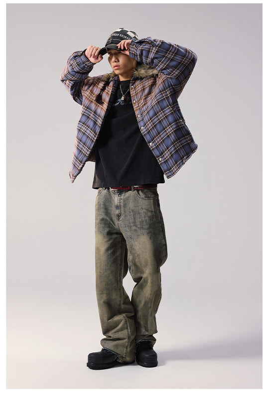 Remedy Gradient Plaid Quilted Lined Shirt Jacket | Face 3 Face